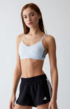 Light Blue Recycled All Me 3-Stripes Sports Bra Light Blue Recycled All Me 3-Stripes Sports Bra image number null