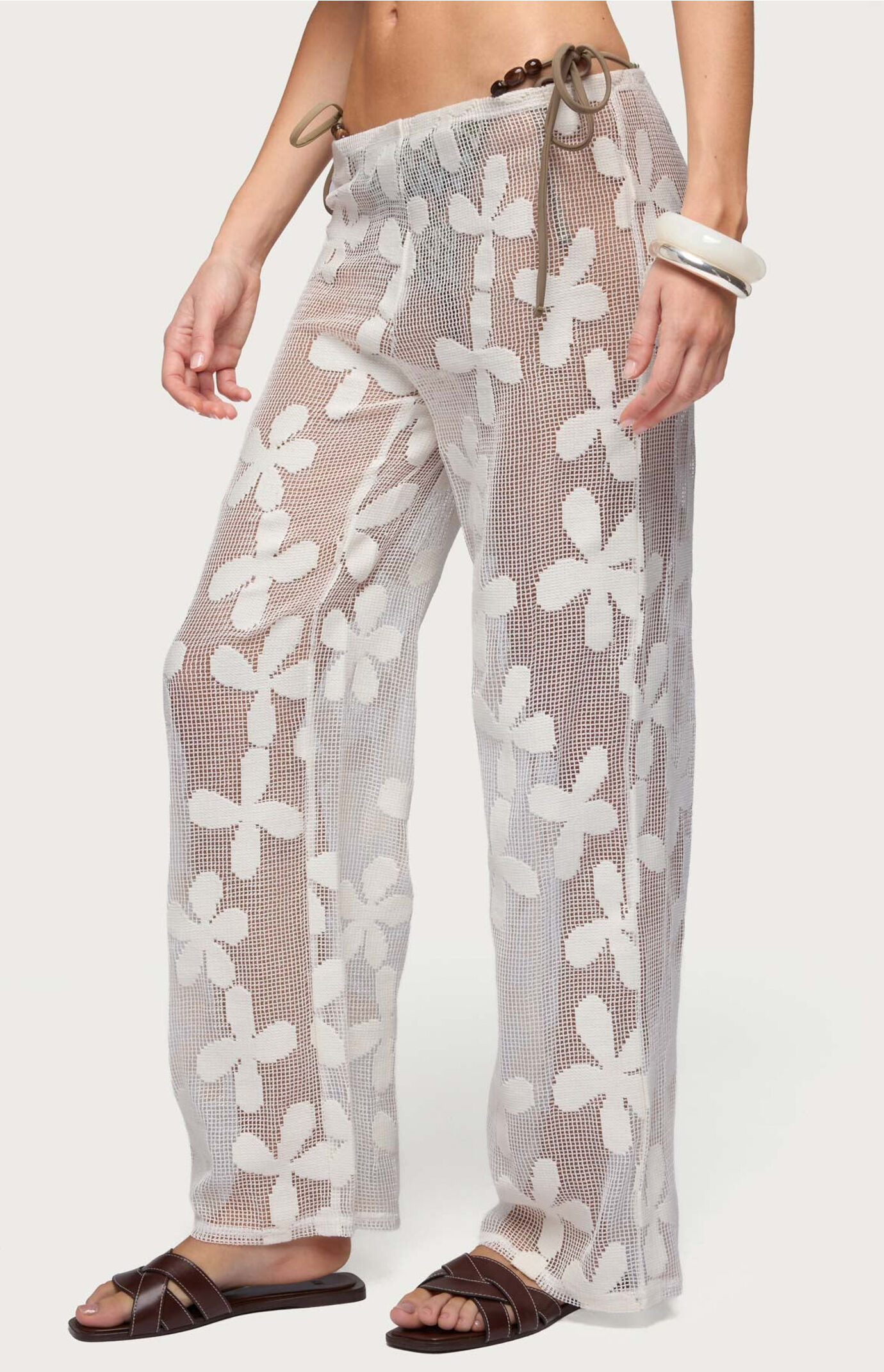 Edikted Candace Floral Texured Sheer Pants