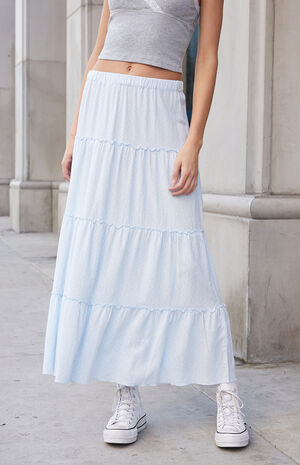 White Floral Izzy Tiered Maxi Skirt image number 2