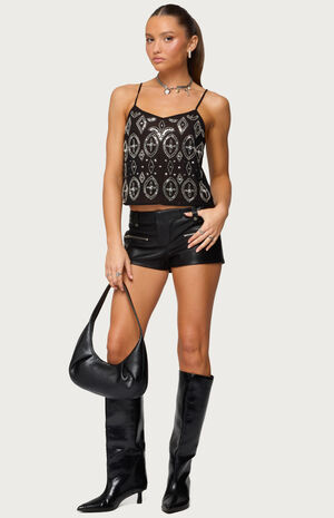 Labella Faux Leather Micro Shorts image number 5