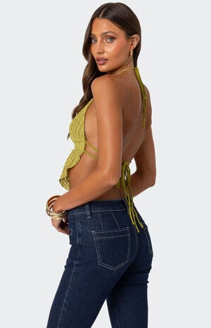 Anaya Textured Open Back Halter Top image number 5