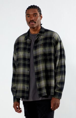 x PacSun Gray Long Sleeve Classic Flannel Shirt image number 1