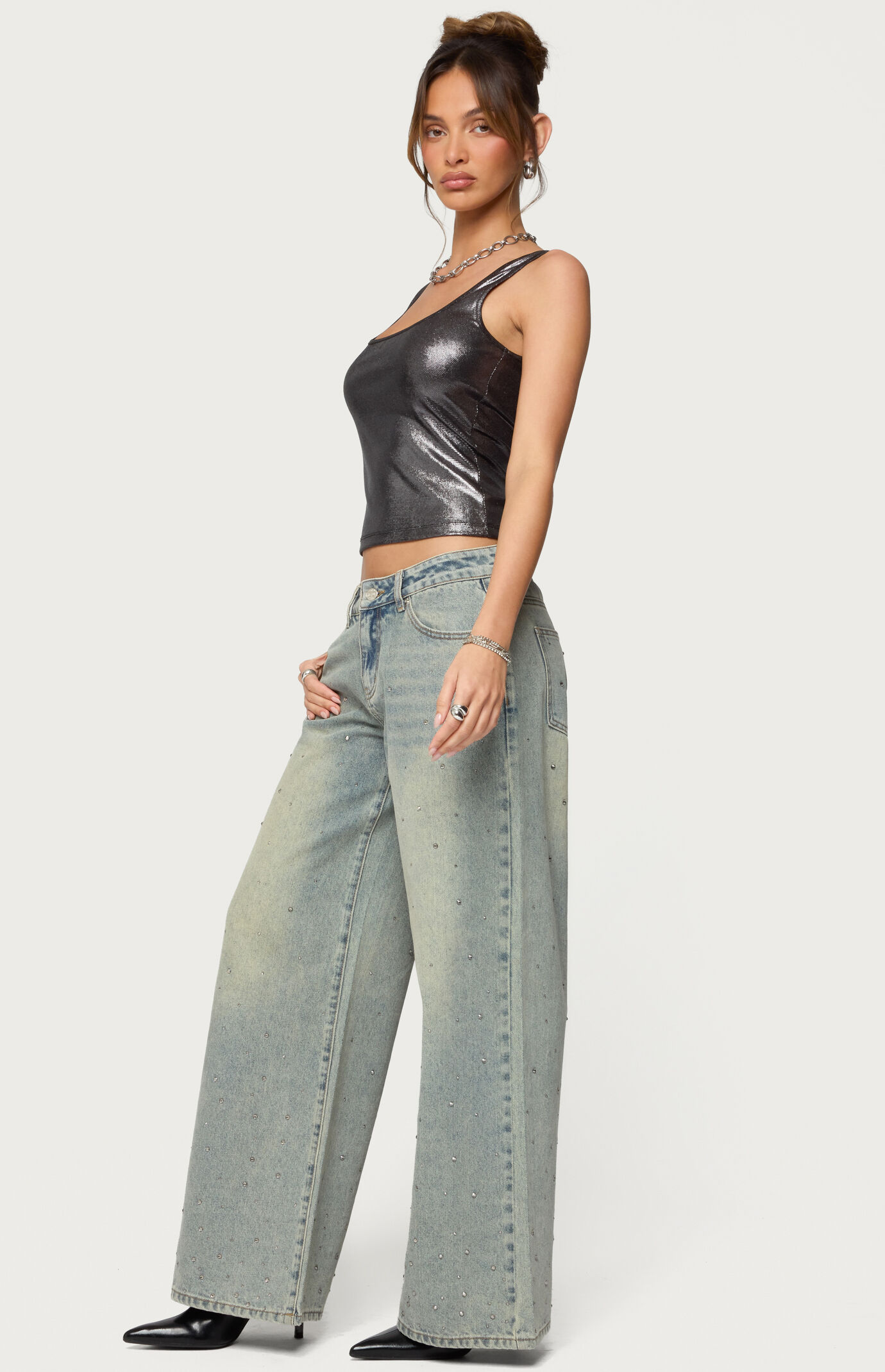 Edikted Laidie Metallic Tank Top