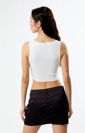 Black Satin Cargo Mini Skirt image number 4