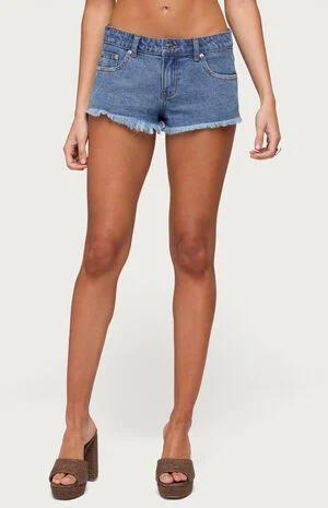 Crochet Low Rise Micro Jean Shorts image number 1