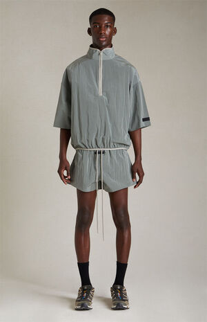 Seal Crinkle Nylon Half Zip Mock Neck Shirt image number 5