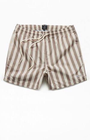 Tan Stripe 15" Swim Trunks image number 1