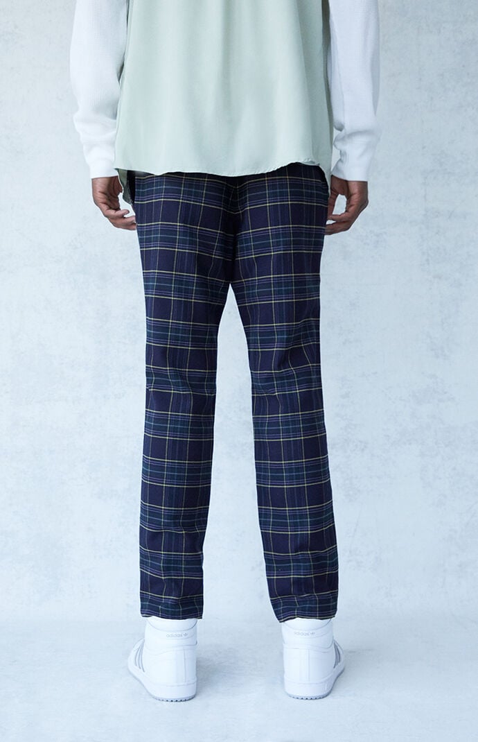 Arlo Navy Plaid Menswear Trousers