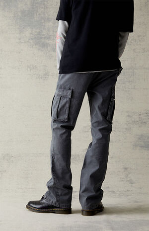 Stretch Canvas Gray Slim Boot Cargo Jeans image number 4
