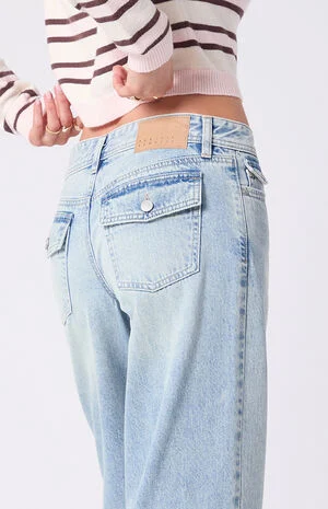 Kaia Ultimate Low Rise Baggy Jeans Button Pocket Light Blue image number 6