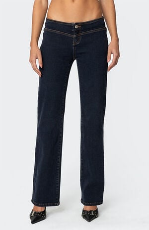Ribbon Lace Up Low Rise Jeans image number 2