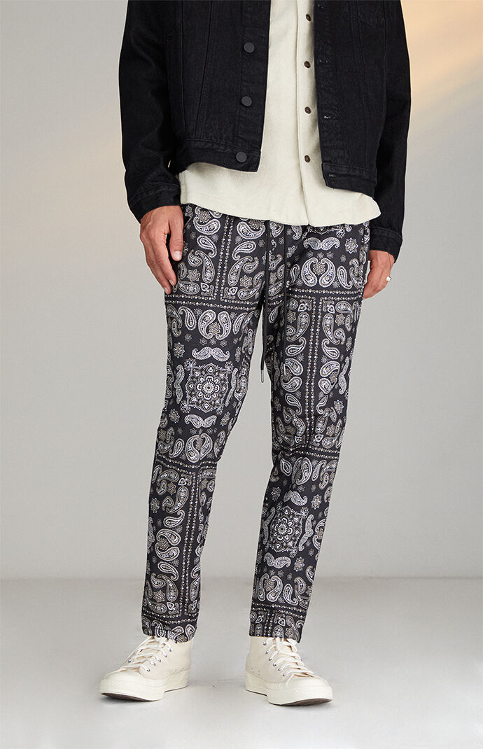 PacSun Black Paisley Drawstring Pants 