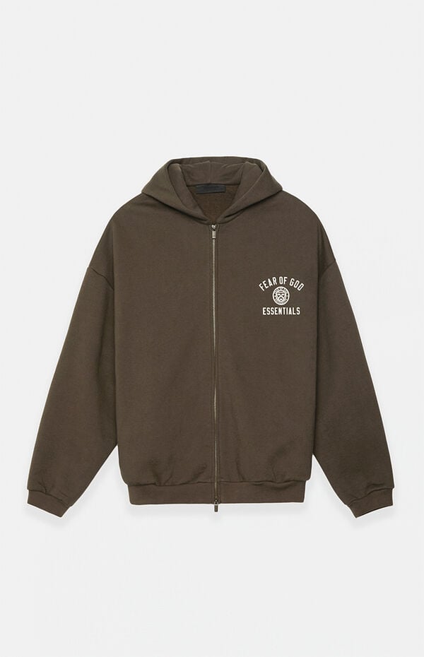 Brown Heavy Fleece University Full Zip Hoodie