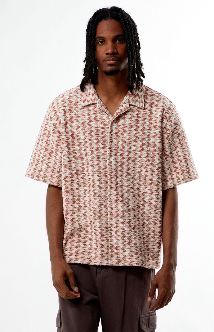 Pacsun Orange Textured Oversized Resort Camp Shirt