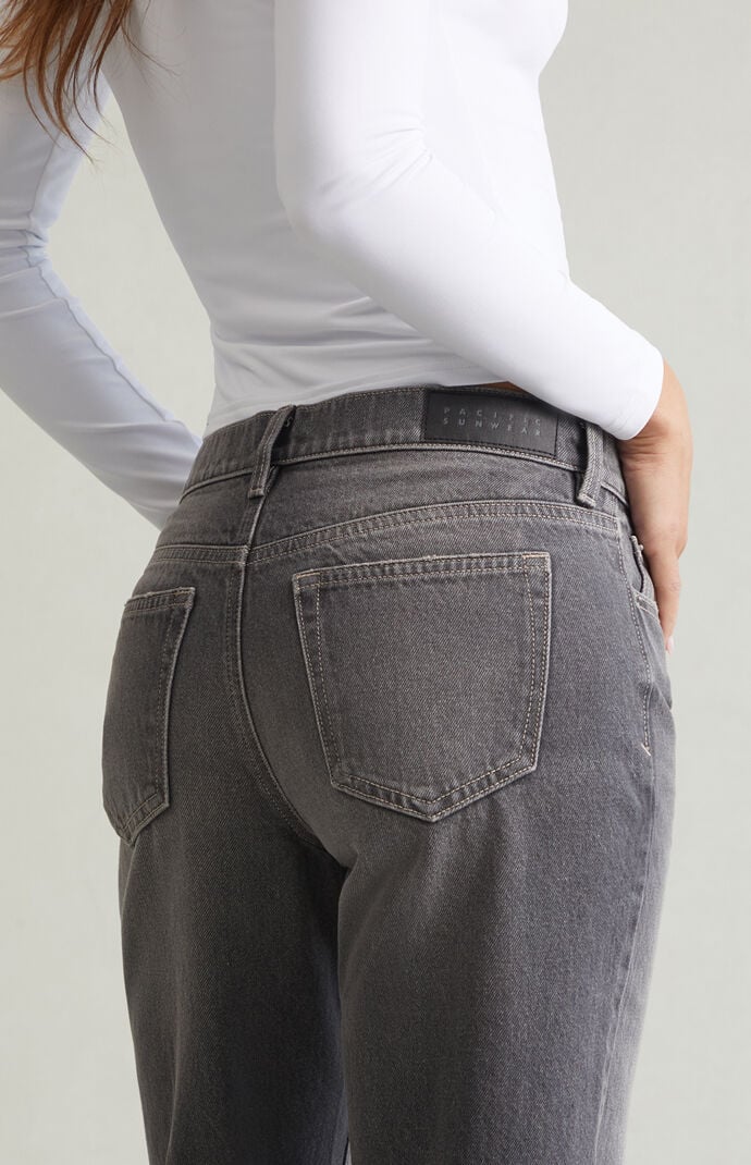 Pacsun Jordyn Low Rise Straight Leg Jeans Contrast Stitch Gray