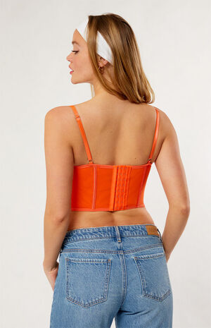 Lace Trim Mesh Corset Top image number 4