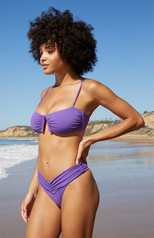 Purple Shirred V Bikini Bottom image number 3