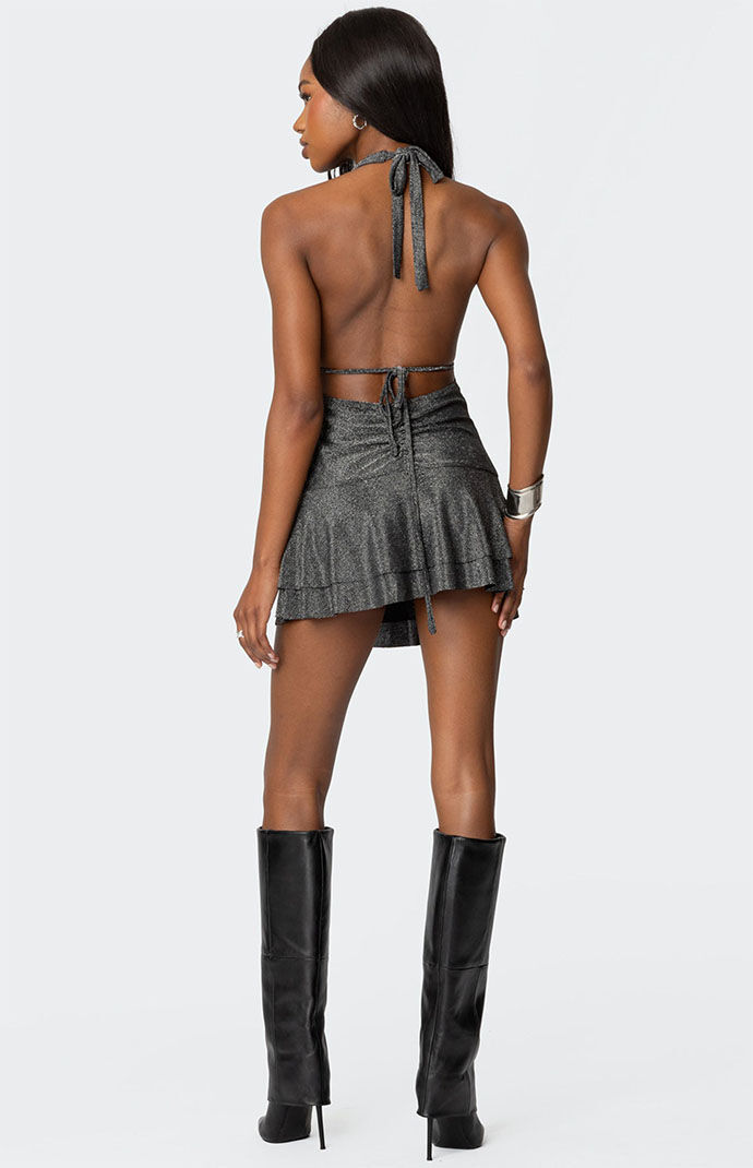Backless halter mini dress clearance