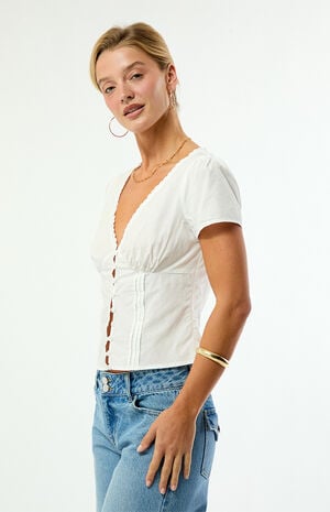 Claire Short Sleeve Button Front Top image number 3