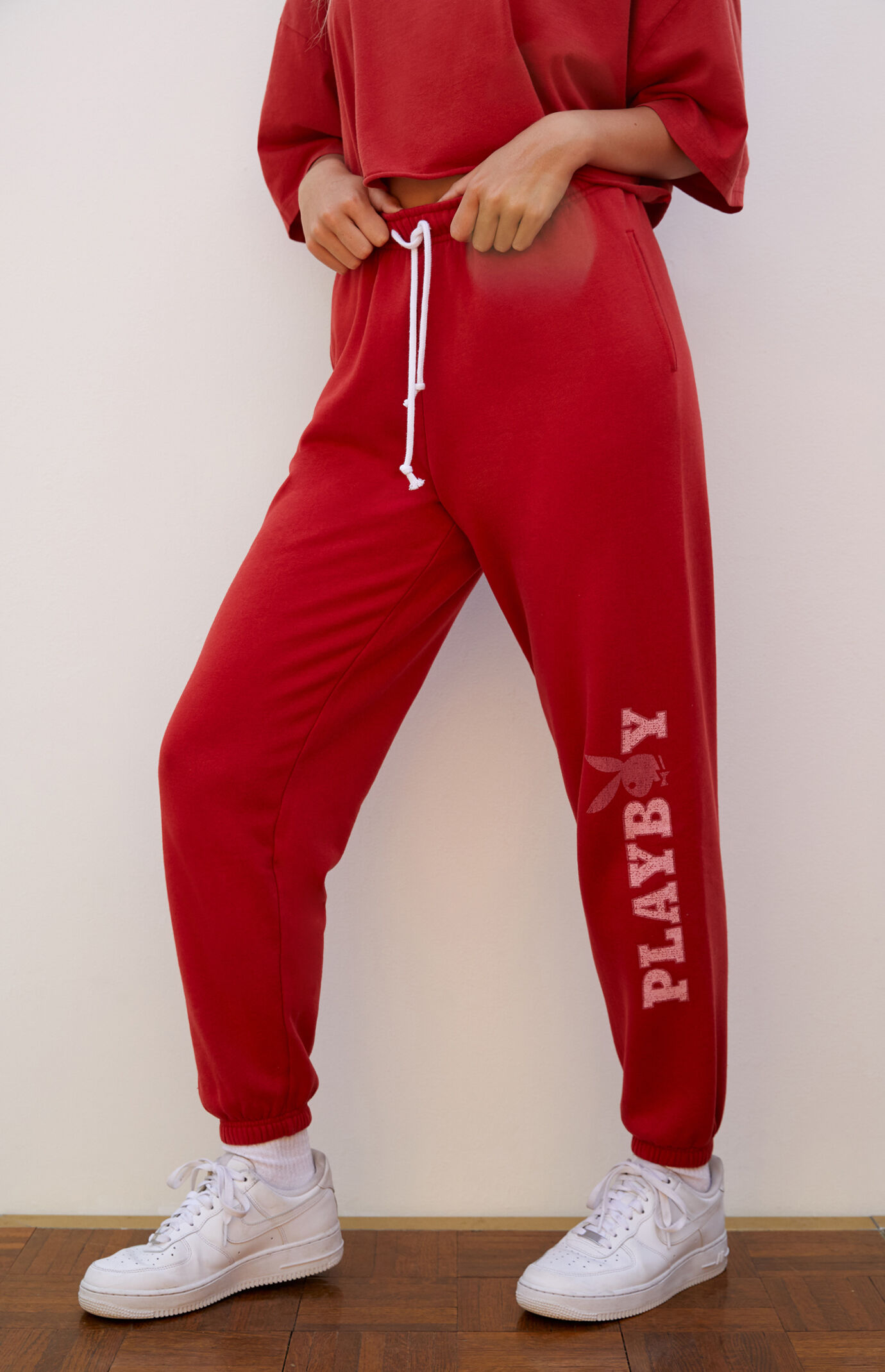 Red playboy sweats