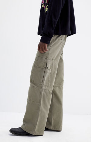 Olive Extreme Baggy Cargo Jeans image number 3