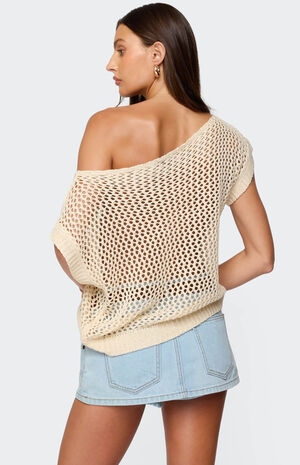 Trix Off Shoulder Open Knit Top image number 5