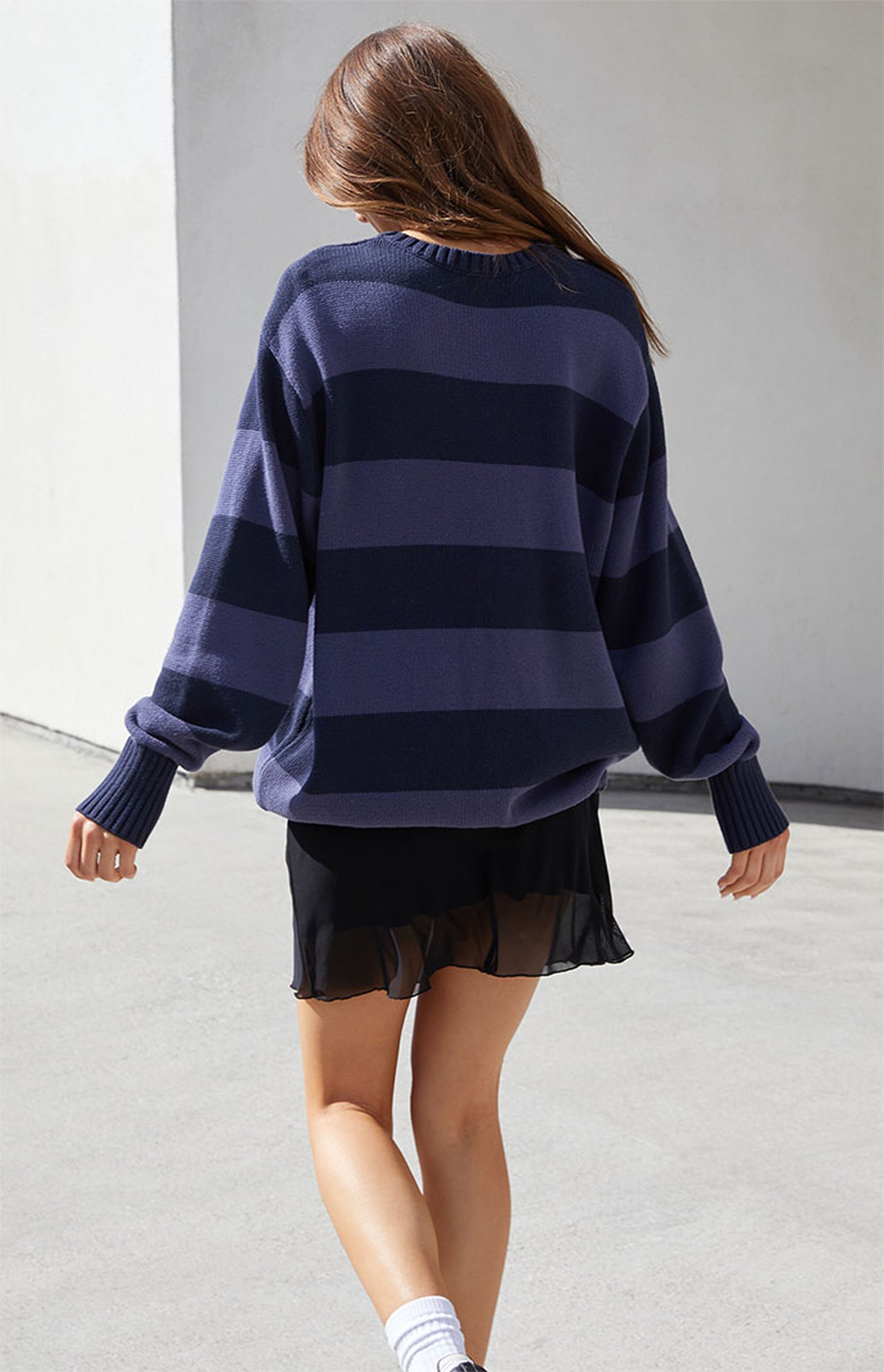 John Galt Blue & Navy Striped Brianna Sweater PacSun