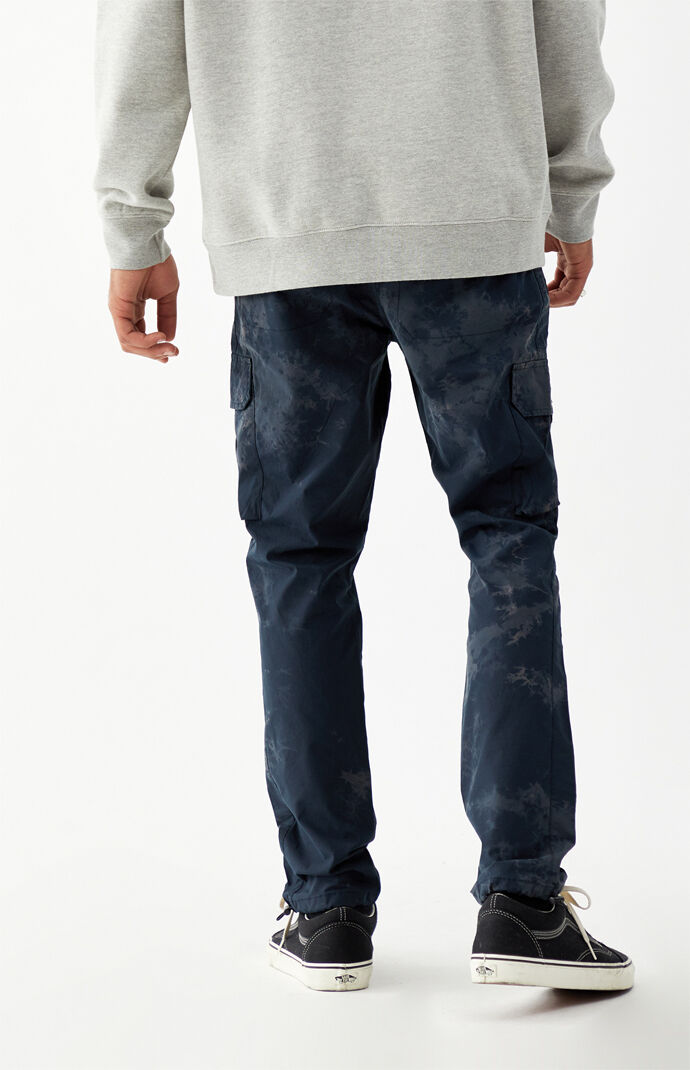 Utility Tie-Dyed Navy Nylon Slim Cargo Pants