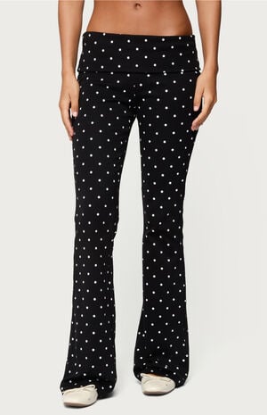 Daliya Polka Dot Fold Over Flared Leggings image number 1