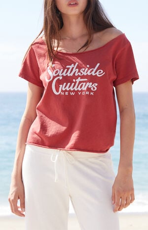 John Galt Red Southside Guitars Off-The-Shoulder Top | PacSun