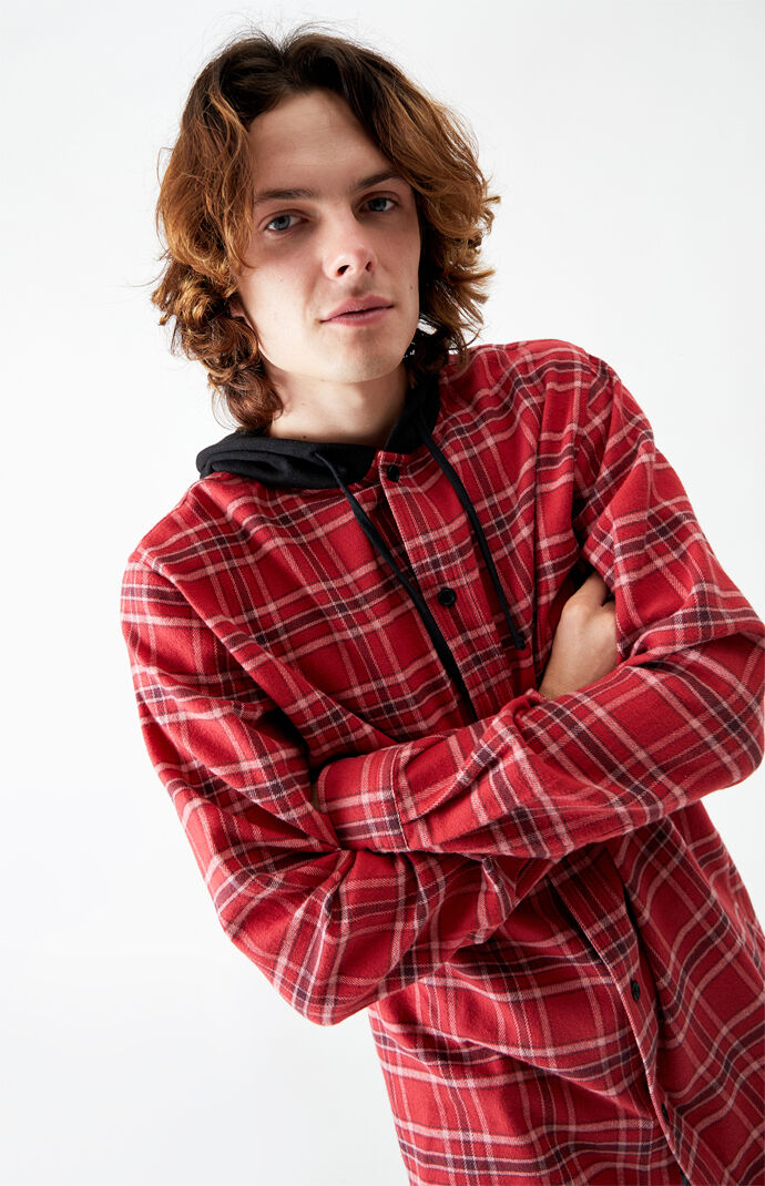 Hooded Plaid Flannel Shirt