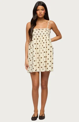 Polka Dot Linen Look Mini Dress image number 1