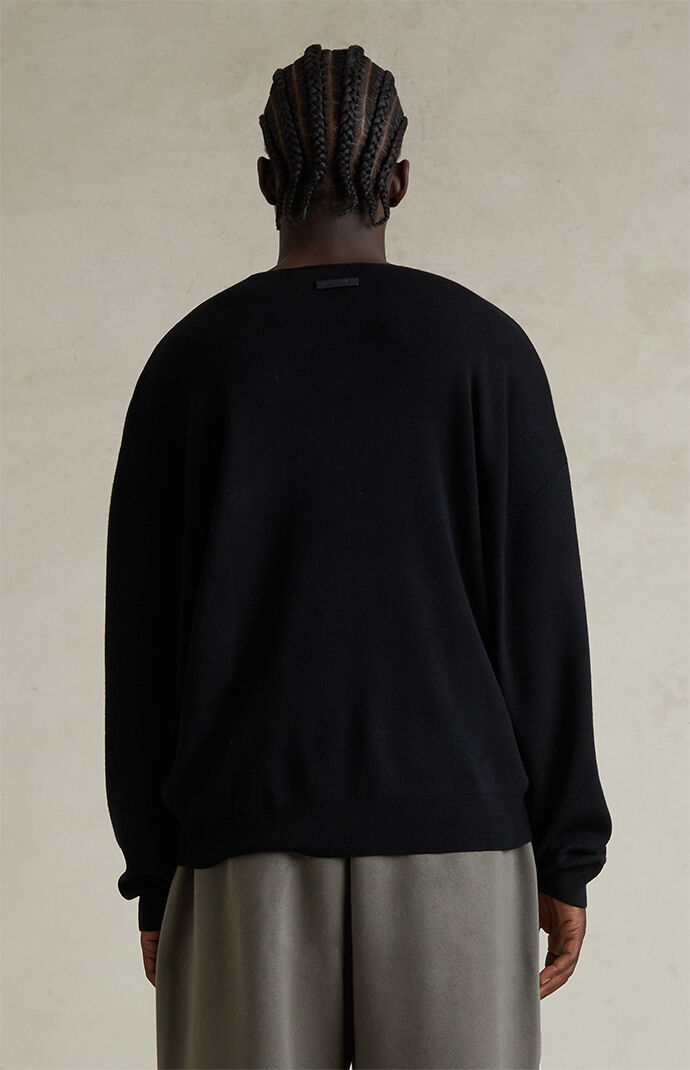 Fear of God ESSENTIALS Jet Black Merino Wool Crew Neck Sweater