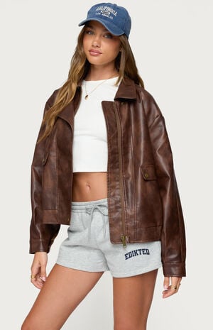 Ardella Oversized Faux Leather Jacket image number 2