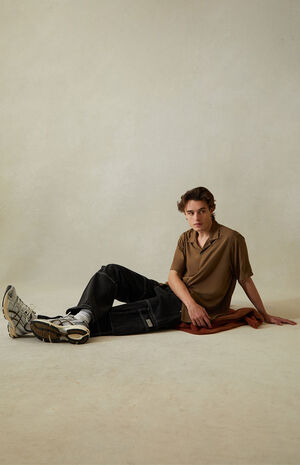 Brown Resort Oversized Button Down Shirt image number 2