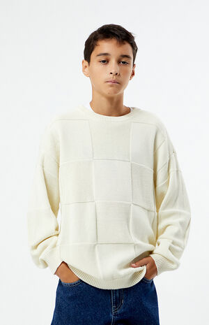 Off White Tonal Checkerboard Sweater image number 2