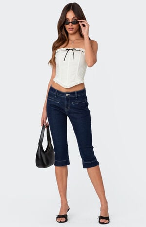 Contrast Stitch Capri Jeans image number 1