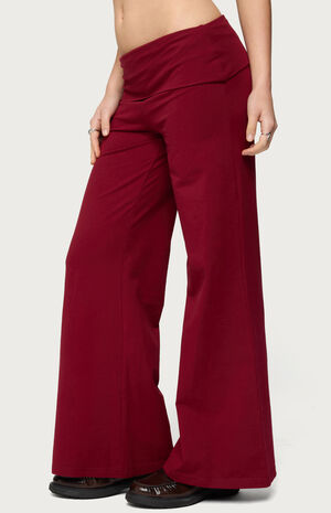Petite Wide Leg Fold Over Pants image number 2