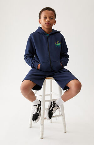 Kids Navy Custom Classic Full Zip Hoodie image number 4