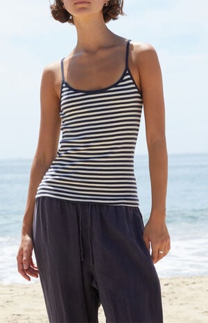 Blue & White Skylar Striped Tank Top image number 1