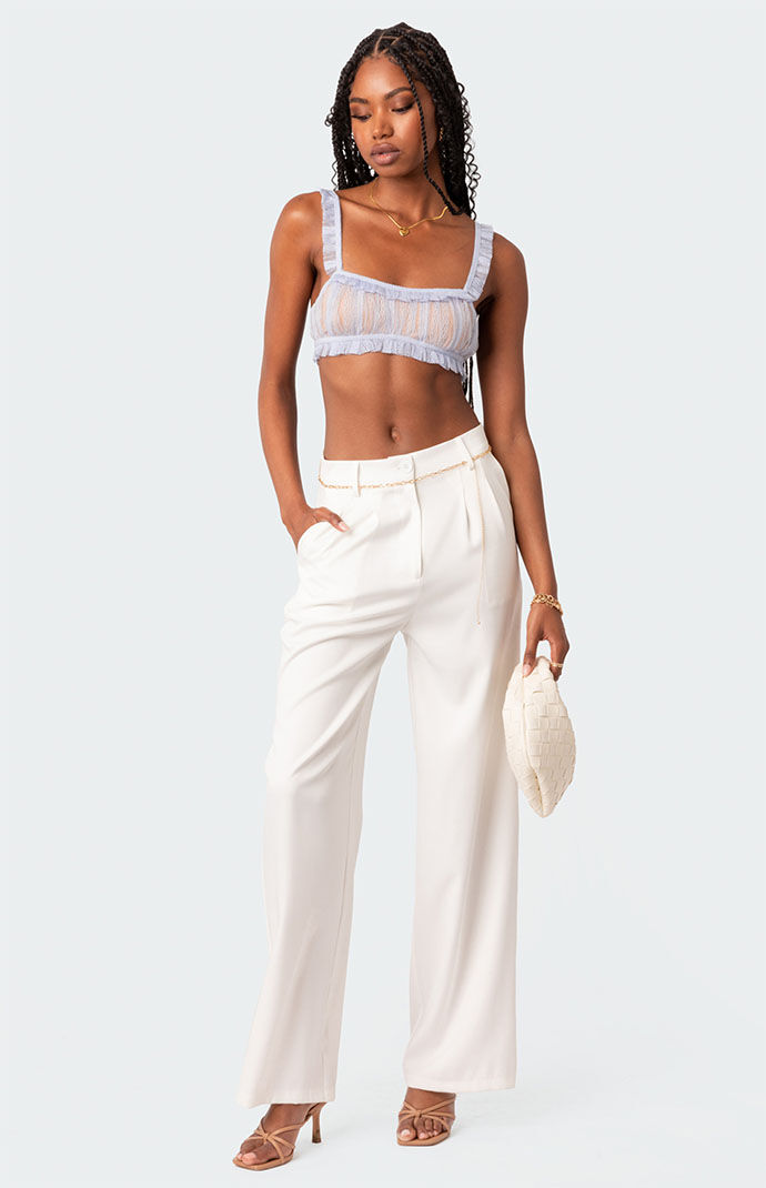 Edikted Gabi Ruffle Sheer Lace Bralette