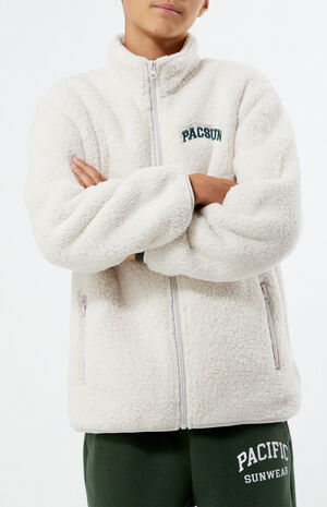 Taupe Sherpa Full Zip Shacket image number 2