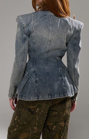 Virelle Structured Zip Up Denim Jacket image number 3