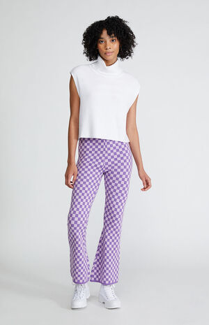 Purple Printed Sweater Flare Pants image number 4