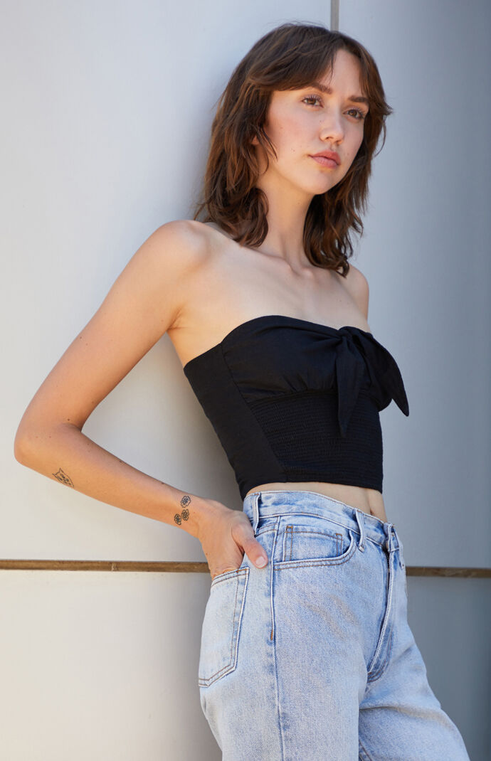 Black Tie Front Tube Top