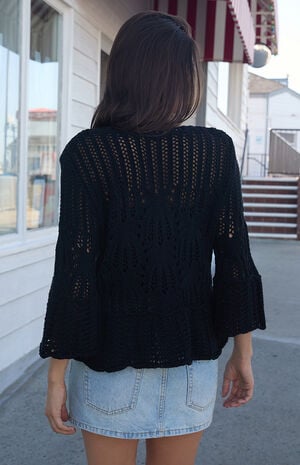 Black Flare Sleeve Cardigan image number 4