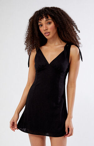 Tie Strap Linen V-Neck Dress image number 2