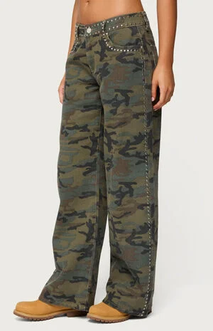 Quincy Studded Low Rise Baggy Jeans image number 2