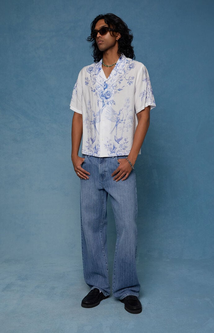 Pacsun Dylan Baggy Jeans Textured Medium Blue