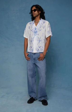 Dylan Baggy Jeans Textured Medium Blue image number 1